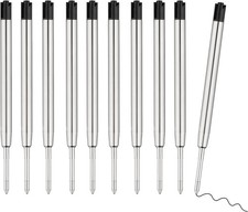 10 Pcs Replaceable Ballpoint Pen Refills, Black Ink Refill, 1mm Medium Refill
