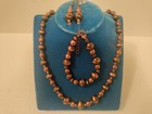 Vintage Copper Beads and Metallic Coated Beads Necklace Set, Earrings, Bracelet — photo 3