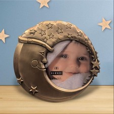Burnes NWT Moon Stars Nursery Metal Standing Picture Frame Size 3.5x3.5