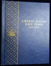 VINTAGE WHITMAN BOOKSHELF ALBUM, LIBERTY SEATED HALF DIMES 1837-1873 #9411