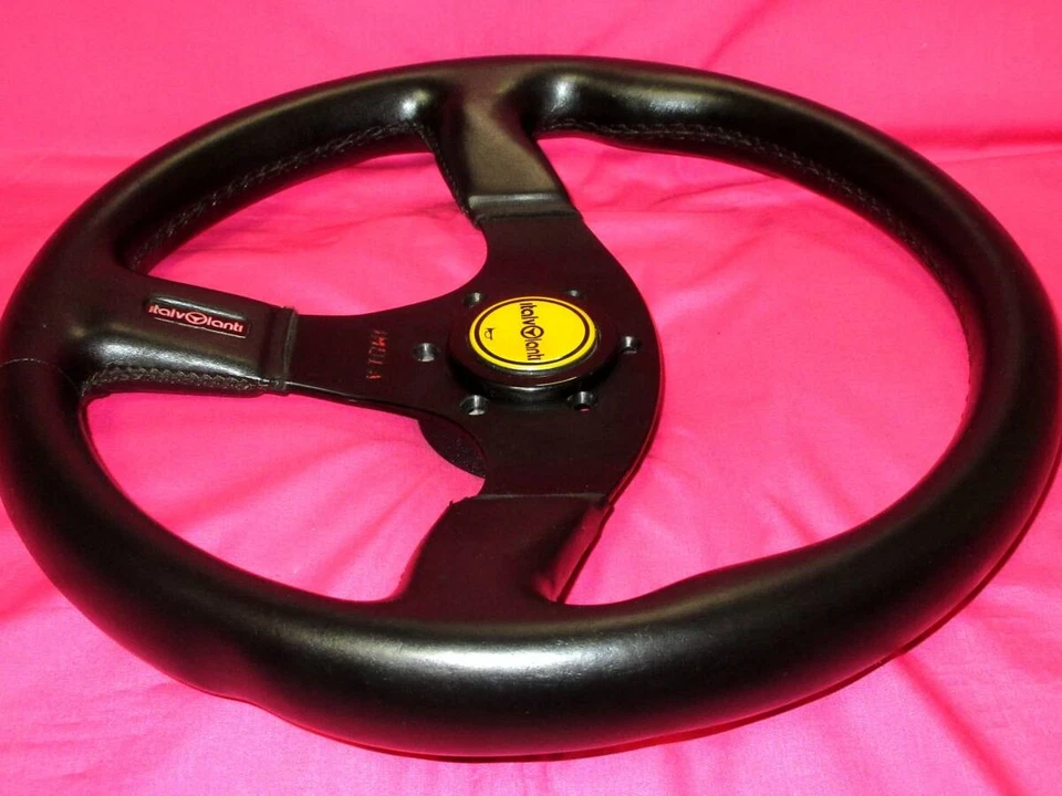 Volante italvolanti IMOLA 345mm Cuero Negro Radios De Colección JDM MOMO NA  Foto 4 de 4