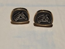 Anson Equestrian Horse Cufflinks in Gold Tone