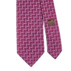 HERMES TIE 656194 T Figure H & Blue Mors on Red Heavy Silk Necktie