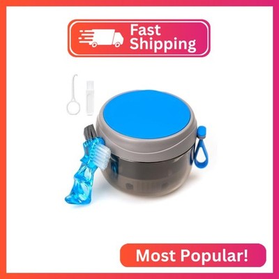 Denture Case, Leak Proof Denture Bath Cup for Travel, Grey Denture Container Cup