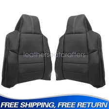 For 2008 2009 2010 Ford F250 F350 Lariat Front Top Leather Seat Cover Black
