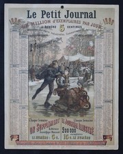 Calendrier 1890 LE PETIT JOURNAL patin à glace patinoire Ice Skating