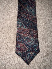 Tattersall All Silk Paisley Tie Red Blue Gold Printed in Italy USA Made