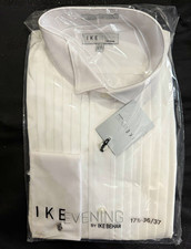 Ike Behar 17.5 36/37 White Pleated Tuxedo Formal Shirt