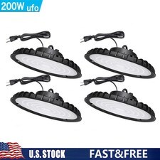 4 Pack 200W Led UFO High Bay Light Warehouse Factory Commercial Industrial Light