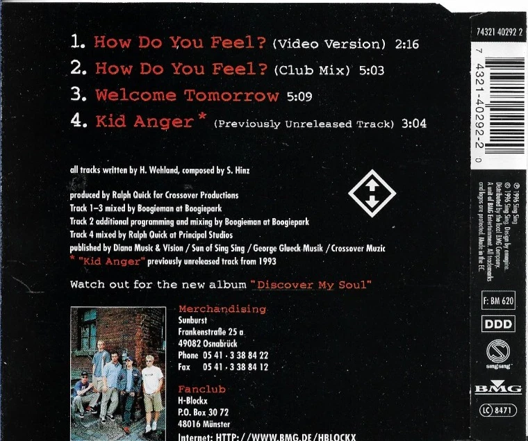 H-BLOCKX - HOW DO YOU FEEL ? - MAXI-CD - 1996 - Bild 2 von 2
