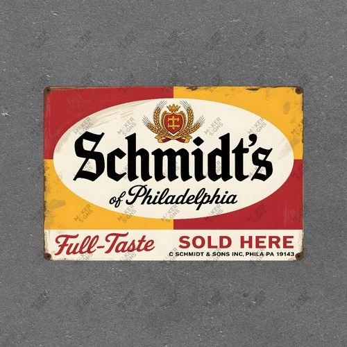 Vintage Schmidts Beer Sign Philadelphia Brewery Advertising Metal #834464