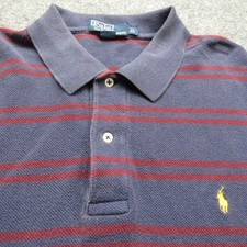 Polo Ralph Lauren Polo Shirt Mens 2XL Big Navy Red Striped Pique Short Sleeve