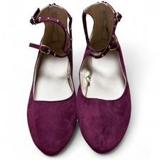 The Children s Place Burgundy Suede Ankle Strap Ballet Flats Girls Size 5