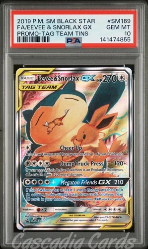 PSA 10 Eevee & Snorlax GX Full Alt Art SM169 Promo Pokemon