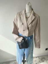 PLT Womens Crop Short Blazer Size 10 Beige Casual Long Sleeve
