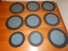 Set of 7 Epoch Collection Zoom Blue Dinner Plates 10 7/8” and 2 8" Salad Plates