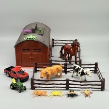 New Ray Carrying Barn Farm Playset Animals Fences Vehicles Custom Lot 1