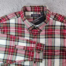 NWT Roundtree  Yorke Portuguese Flannel Shirt Men 3XT White Red Green Plaid