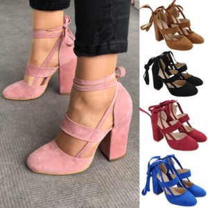 ankle strap thick heels