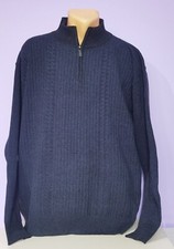 Mingdi dark blue sweater jumper 1/4 zip pullover XXL/XL wool