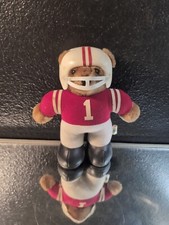 Dakin Football Teddy Bear 9" Plush Stuffed Animal 1986 Vintage 1 red white. A2