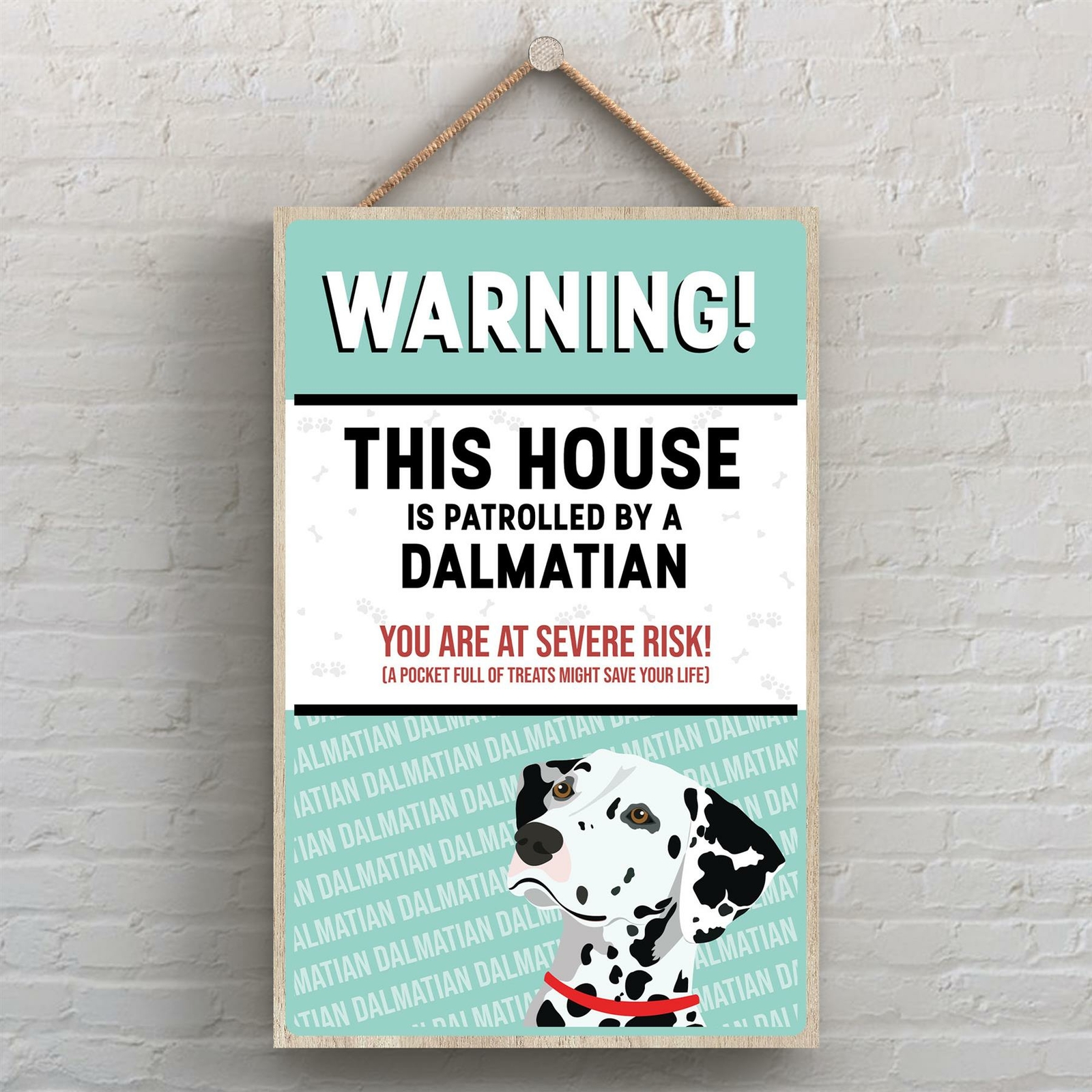 DALMATION WORKS OF K PEARSON DOG BREED ILLUSTRATION WOODEN HANGING PLAQUE
