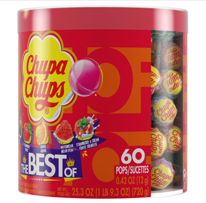 Chupa Chups 'Best Of' Lollipop Assortment, 60 Count, 5 Flavors, 25.3oz