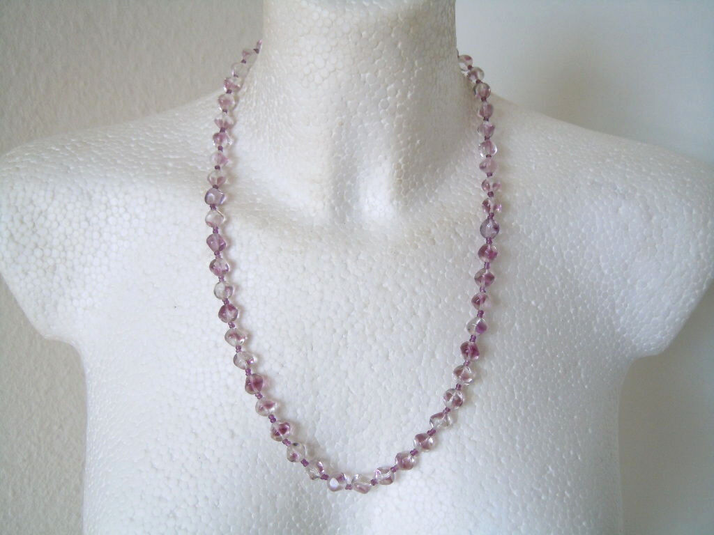 Old Murano Glass Chain Clear & Purple Glass Necklace Murano 42,3