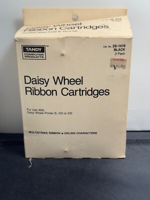3 Radio Shack Tandy Daisy Wheel Ribbon Cartridges 26-1419 Black In Box ...
