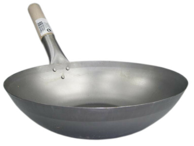 [ Wok Ø 30 cm flacher Boden ] Asiatische Eisenpfanne / Küchen Wok / Pfanne KV