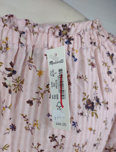 NWT Madewell pink floral smocked waist peasant top blouse ladies Small - Picture 6 of 9