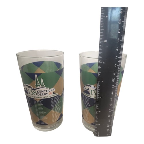 Pair of 138th Kentucky Derby Tumblers 20oz Glasses 2012 Blue Green Argyle - Picture 9 of 9