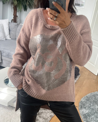 Italy Knit Long Jumper Sweater 36 38 40 42 Pink Oversized Blogger Vintage