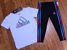 ADIDAS SPORT AUTHENTIC TODDLERS GIRLS ORIGINAL BRAND NEW 2Pc SET Size 2T, NWT