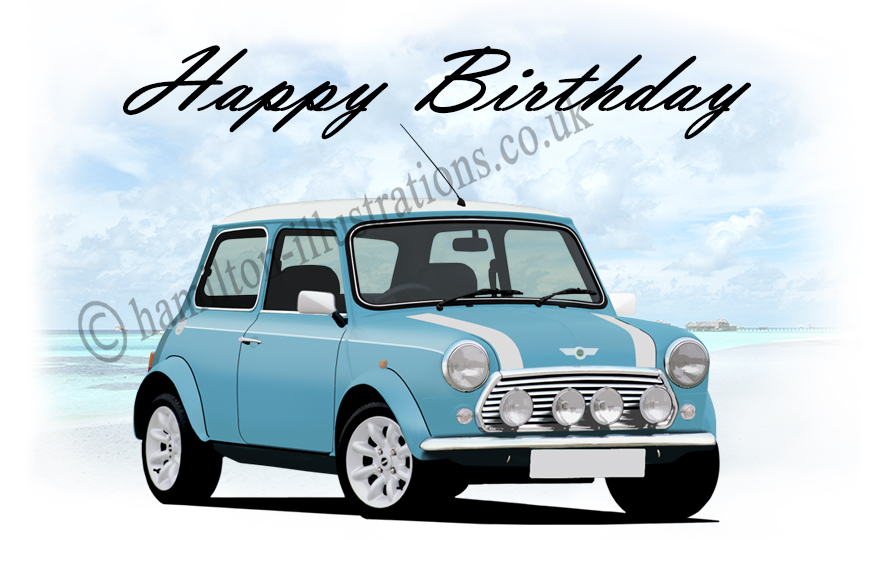 Classic Mini Cooper 21st 40th 50th 60th Birthday Car Son Greetings