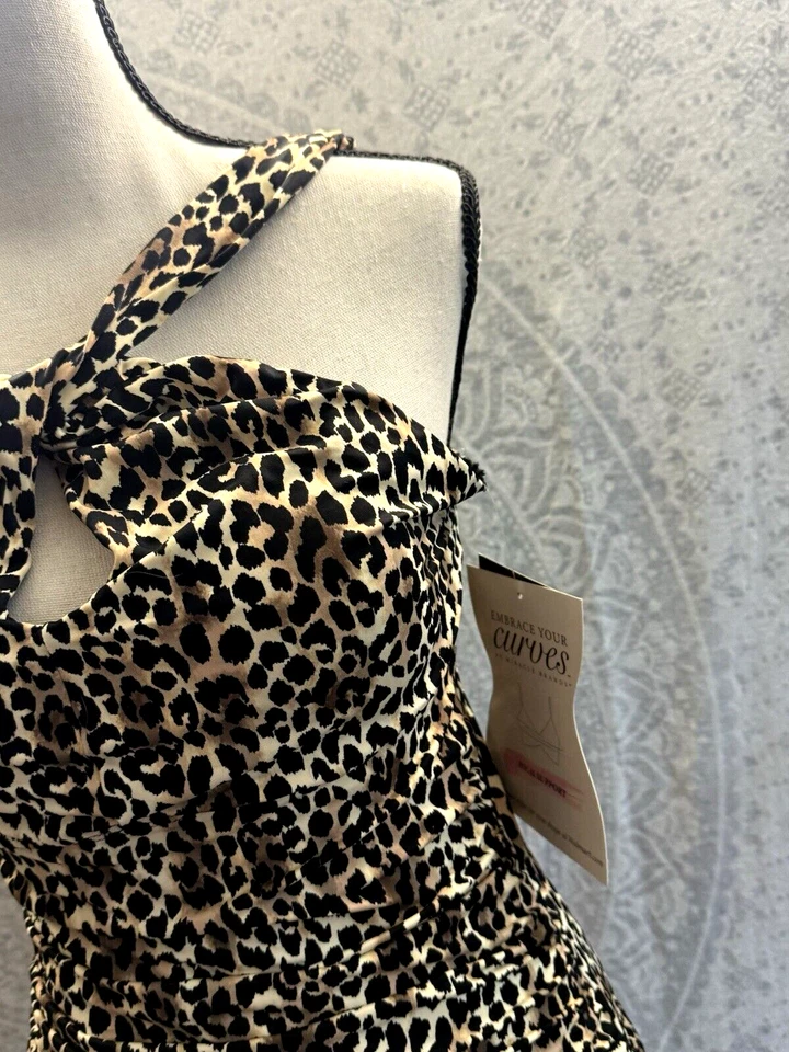 Maiô feminino de uma peça leopardo, abrace suas curvas marcas milagrosas, médio - Imagem 4 de 4