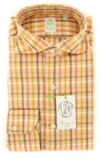 Finamore Napoli Orange Plaid Shirt - Extra Slim - (F19181)