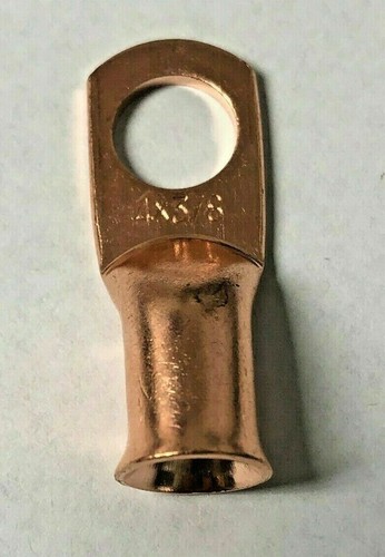 4 AWG 3/8 Hole Cable Ring Lug Terminal Copper Battery Terminal Welding Pack of 5 - Picture 2 of 2