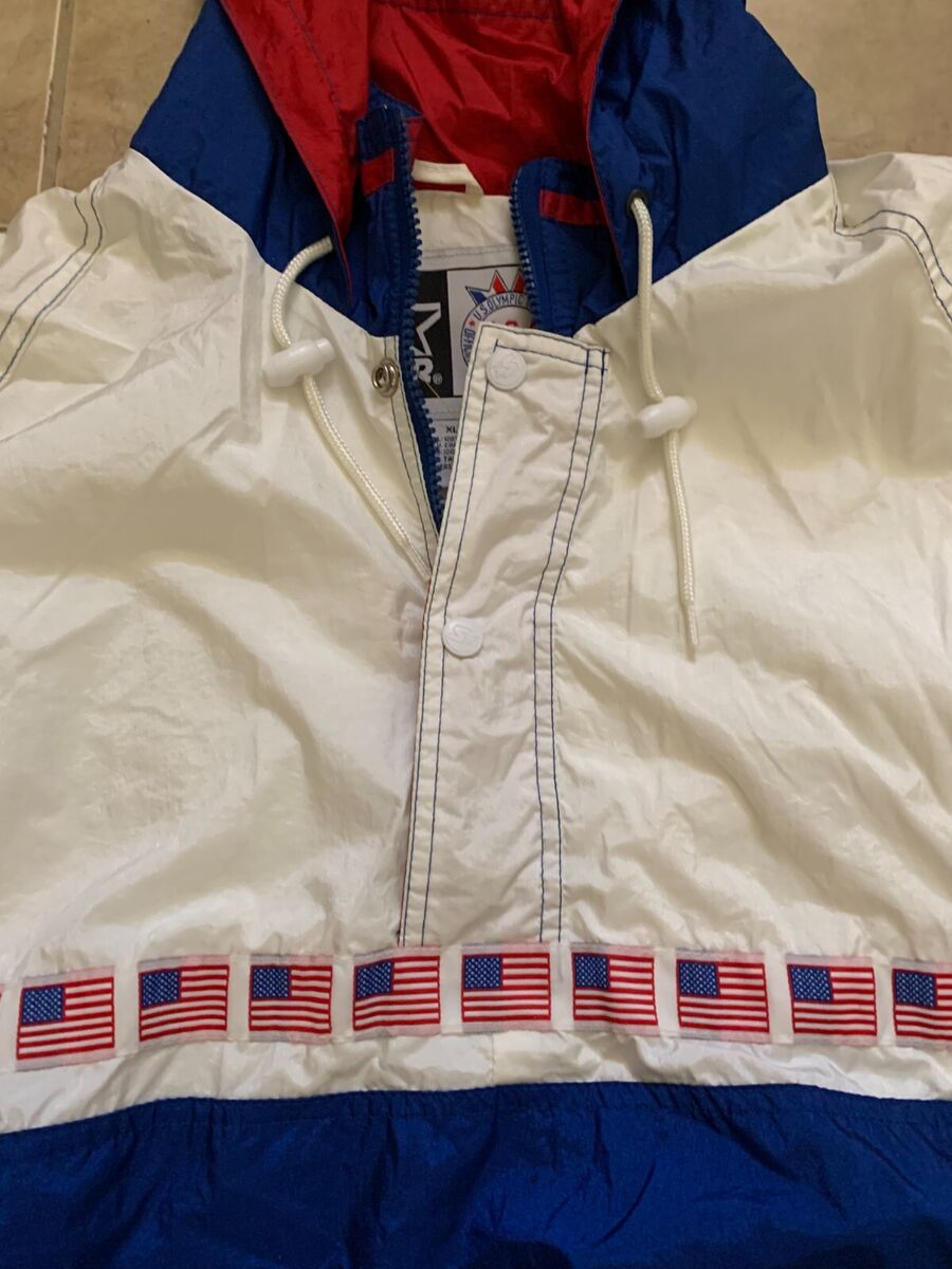 Vintage Starter USA Olympic Team Flags 1/2 Zip Hood Vintage Starter USA Olympic Team Flags 1/2 Zip Hood