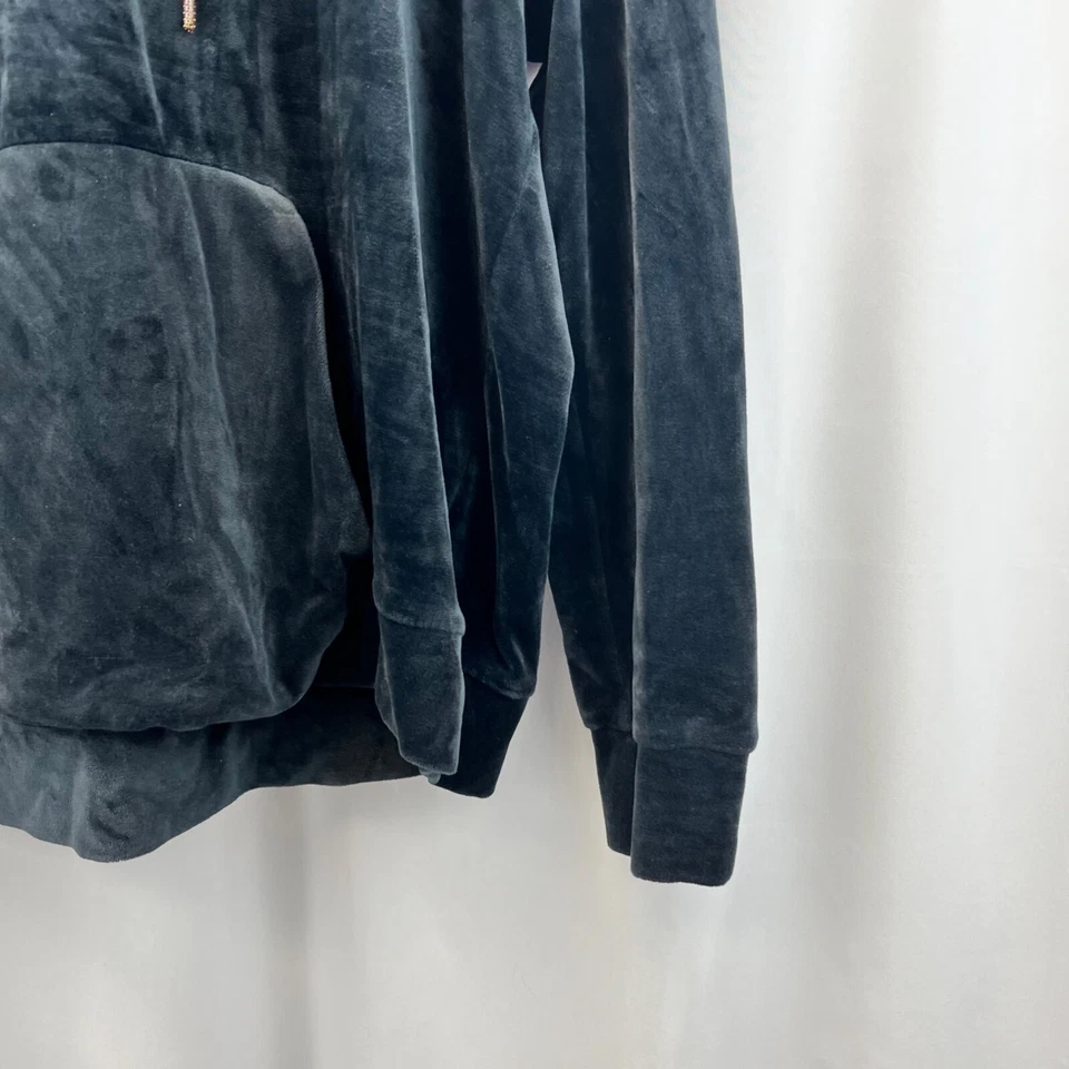 Green Tea Women’s Pullover Velour Hoodie Charcoal Size XL - Image 4 of 4