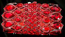 New Ruby Red Crystal Hard Shell Clutch Bag- Fits Iphone