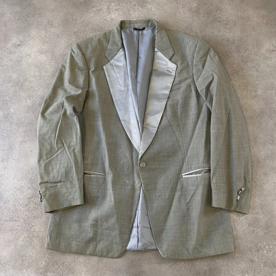 Giacca blazer Christian Dior uomo 44" lana vergine cappotto Le Monsieur grigio