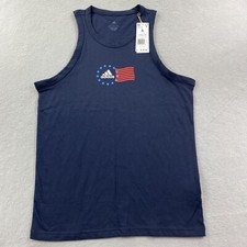 Adidas Shirt Mens Small Blue American Flag Sleeve Tank Top Tee Casual