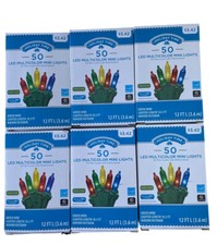 Holiday Time 50 Led Multi-color Mini Lights. Save Energy Green Wire. Lot Of 6 Holiday Time 50 Led Multi-color Mini Lights. Save Energy Green Wire. Lot Of 6