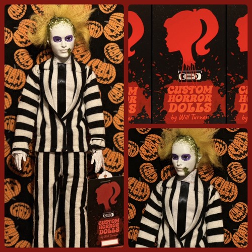 Beetlejuice CUSTOM HORROR DOLL OOAK Action Figure Halloween Striped | eBay