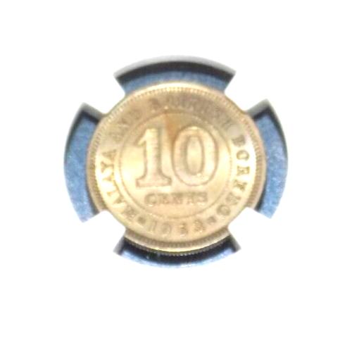 1953 MALAYA 10C TEN CENT NGC MS 63 MS63 British Malaysian UNC Graded Coin - Picture 4 of 4