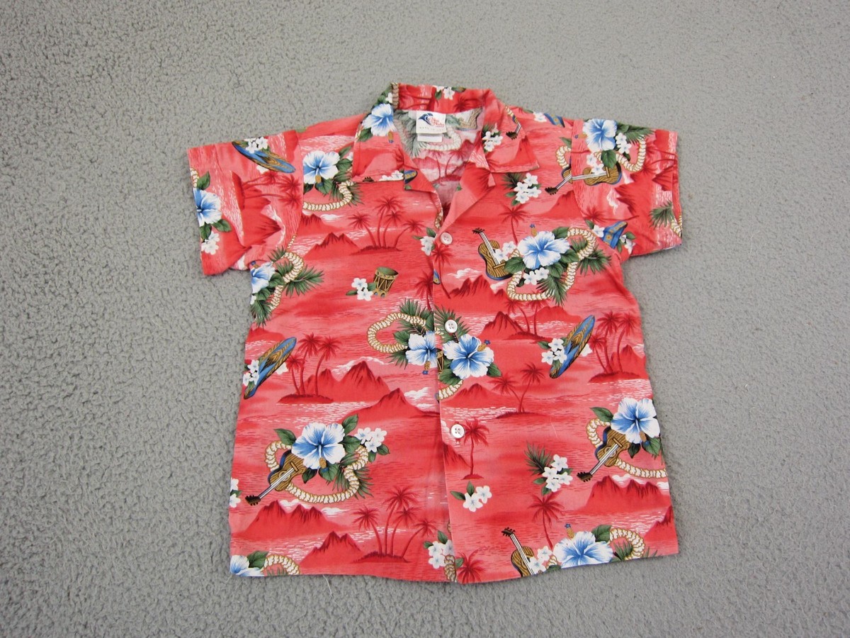 Vintage Nui Nalu Shirt Boys Size 7 Red Surf Board Islands 90s