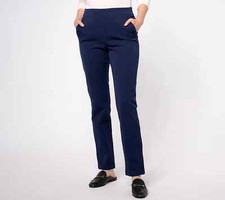 AnyBody Regular Pull-On All-Stretch Twill Pant Pockets Navy L A619750