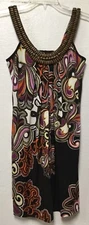 A Byer Womens Dress Junior Size Small Black Multi Wooden Beaded Neckline 197