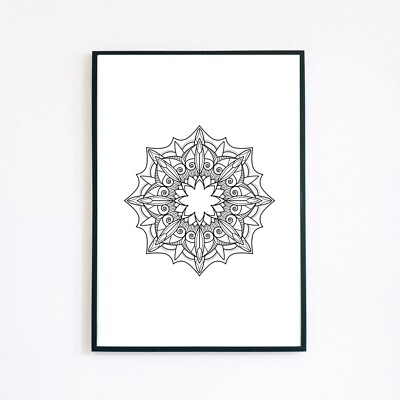 Mandala Illustration geometrisch minimalistisch Design Linie 7x5 Wanddeko Kunstdruck 